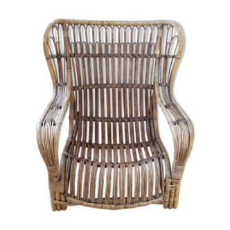 Fauteuil osier rotin années 60/70