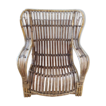 Fauteuil osier rotin années 60/70