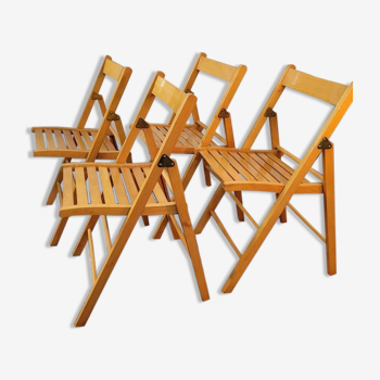 Lot de 4 chaises pliantes en bois vernis