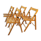 Set of 4 folding chairs in varnished wood