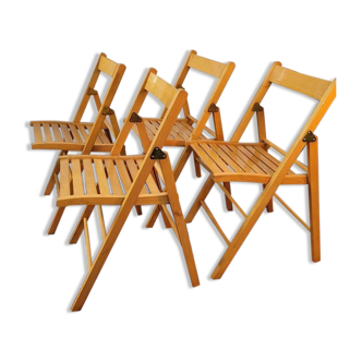Lot de 4 chaises pliantes en bois vernis