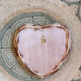 Heart shaped mirror two-tone braided wicker