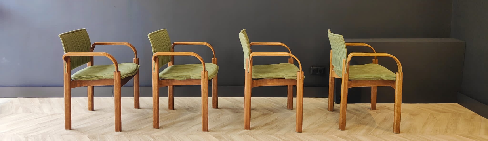 Four mid century armchairs vintage - set of 4 chairs