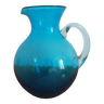 Pichet en  verre bullé turquoise