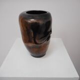 Black folded metallized vase signed