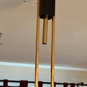 3-light ceiling light, in opaline and brass Maison Arlus 1950
