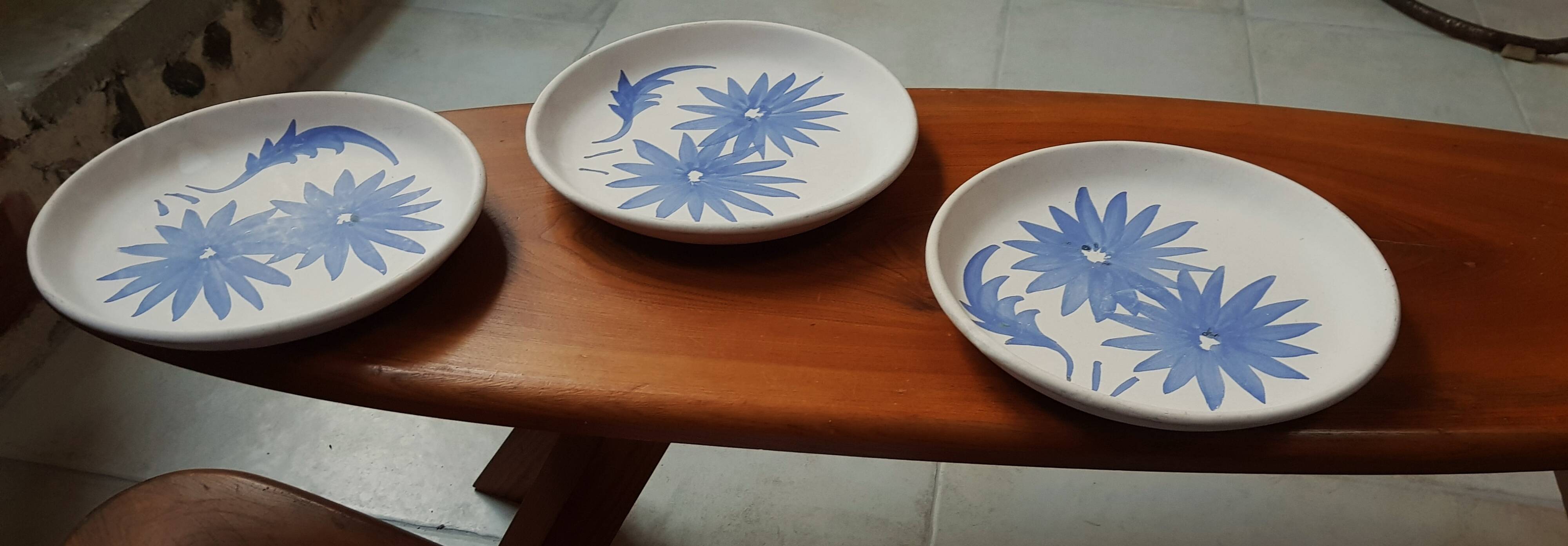 4 vintage ceramic plates Sars Poterie