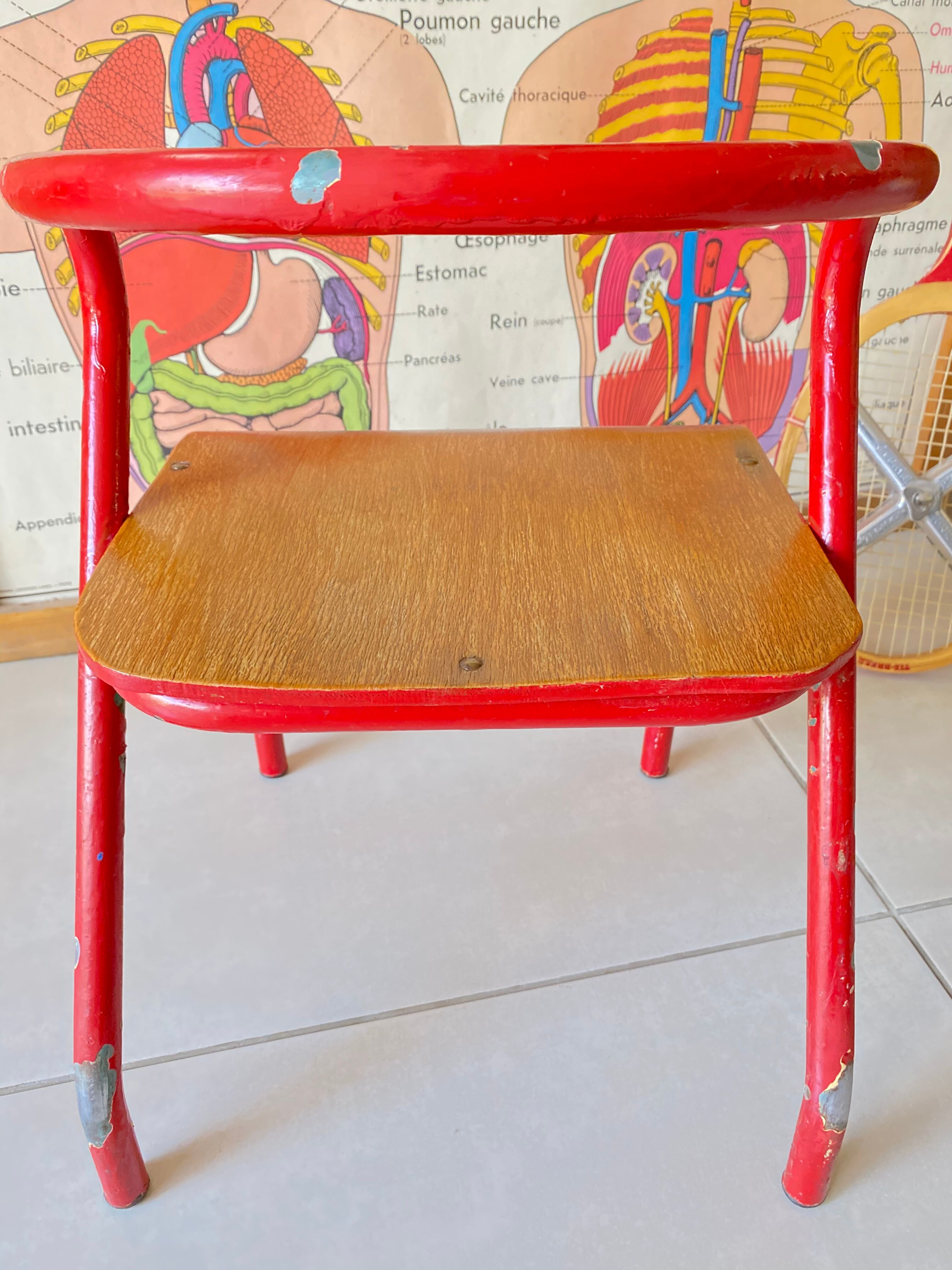 Vintage child school chair Hitier Jacques
