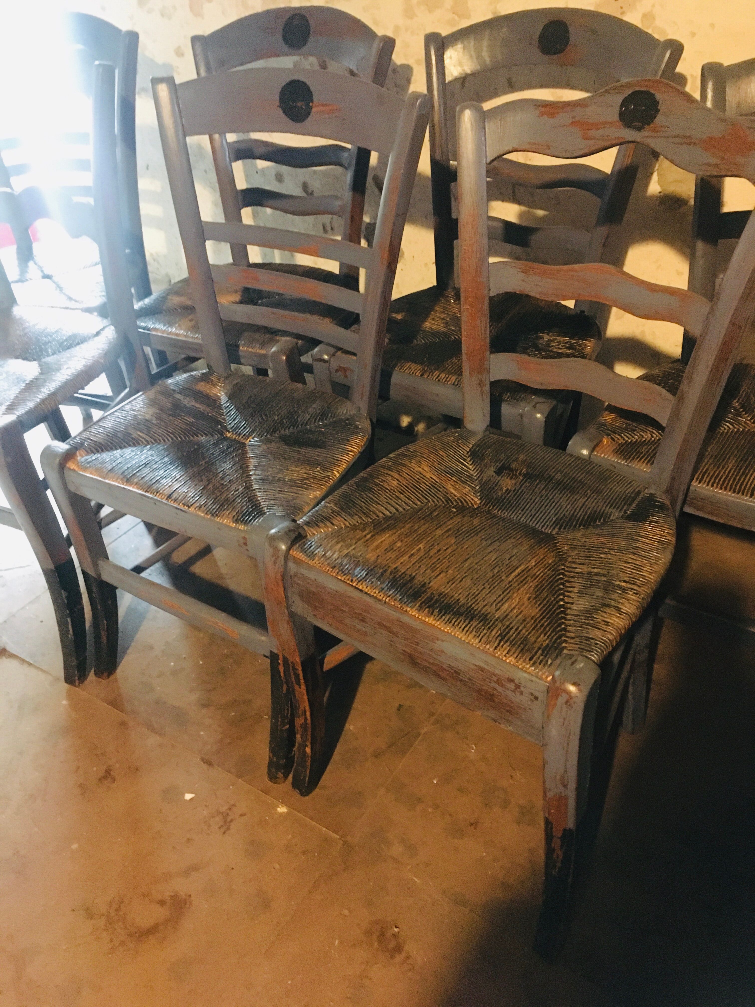 Set of 7 mustache bistro chairs