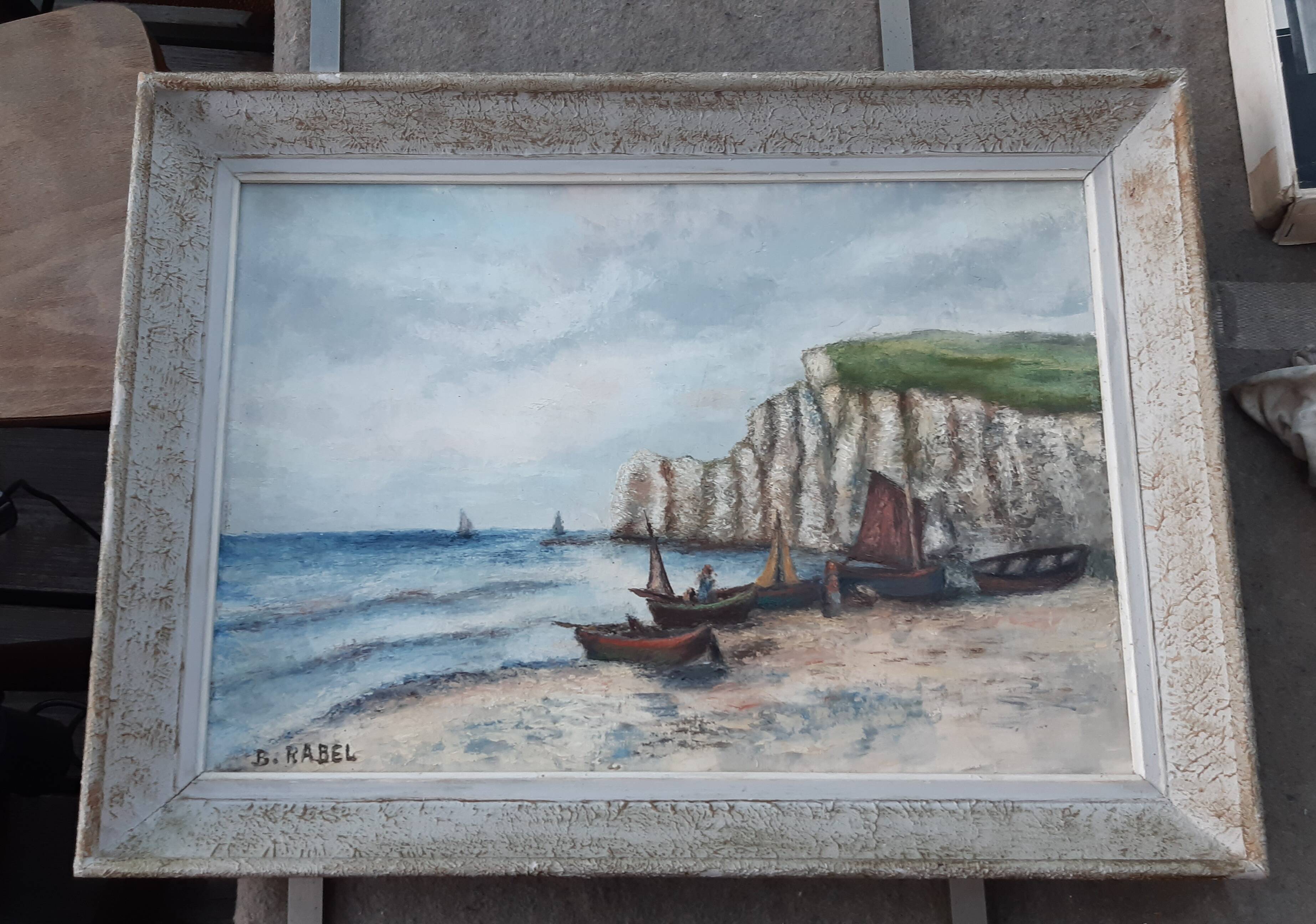 Old painting "Etretat upstream cliff"