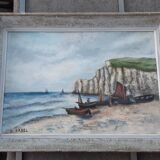 Old painting "Etretat upstream cliff"
