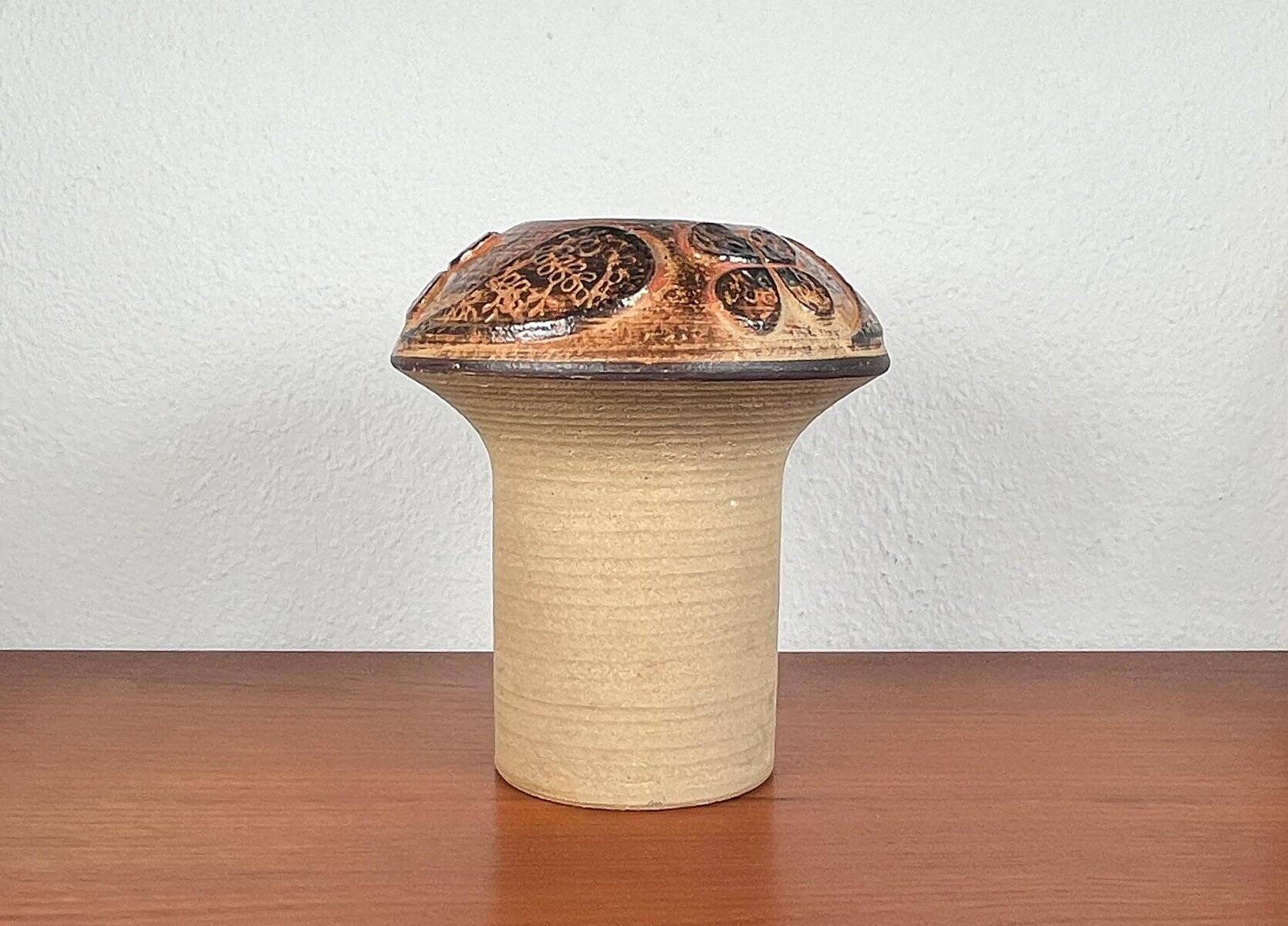 Mid-century modern stoneware mushroom vase by Haico Nitzsche for Søholm, 1960s.