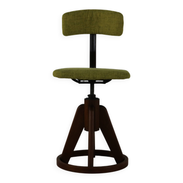 Fifties design working chair with stabilizing wooden ring base