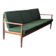 Scandinavian teak and green fabric banquette Free-Span from the 1960s.