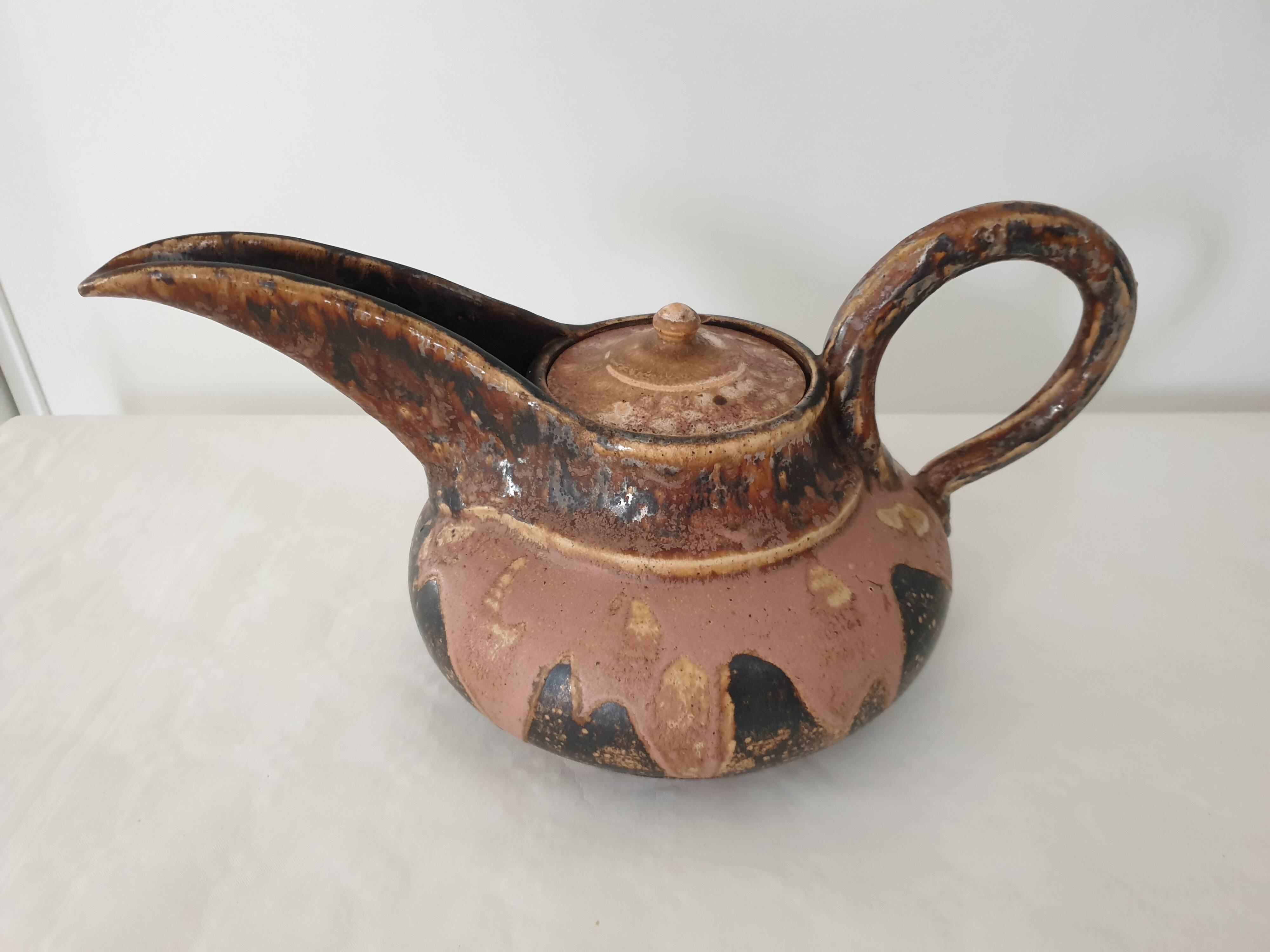 Théière en terre cuite émaillée Art DÉco signée Marcellus Aubry, années 1930