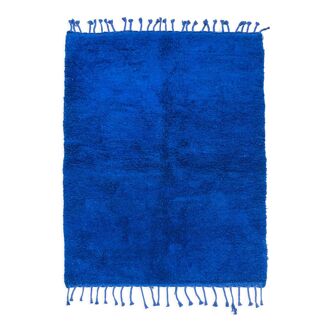 Moroccan Berber carpet Beni Ouarain plain majorelle blue 223x165cm