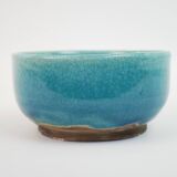 blue ceramic bowl with crackled enamel