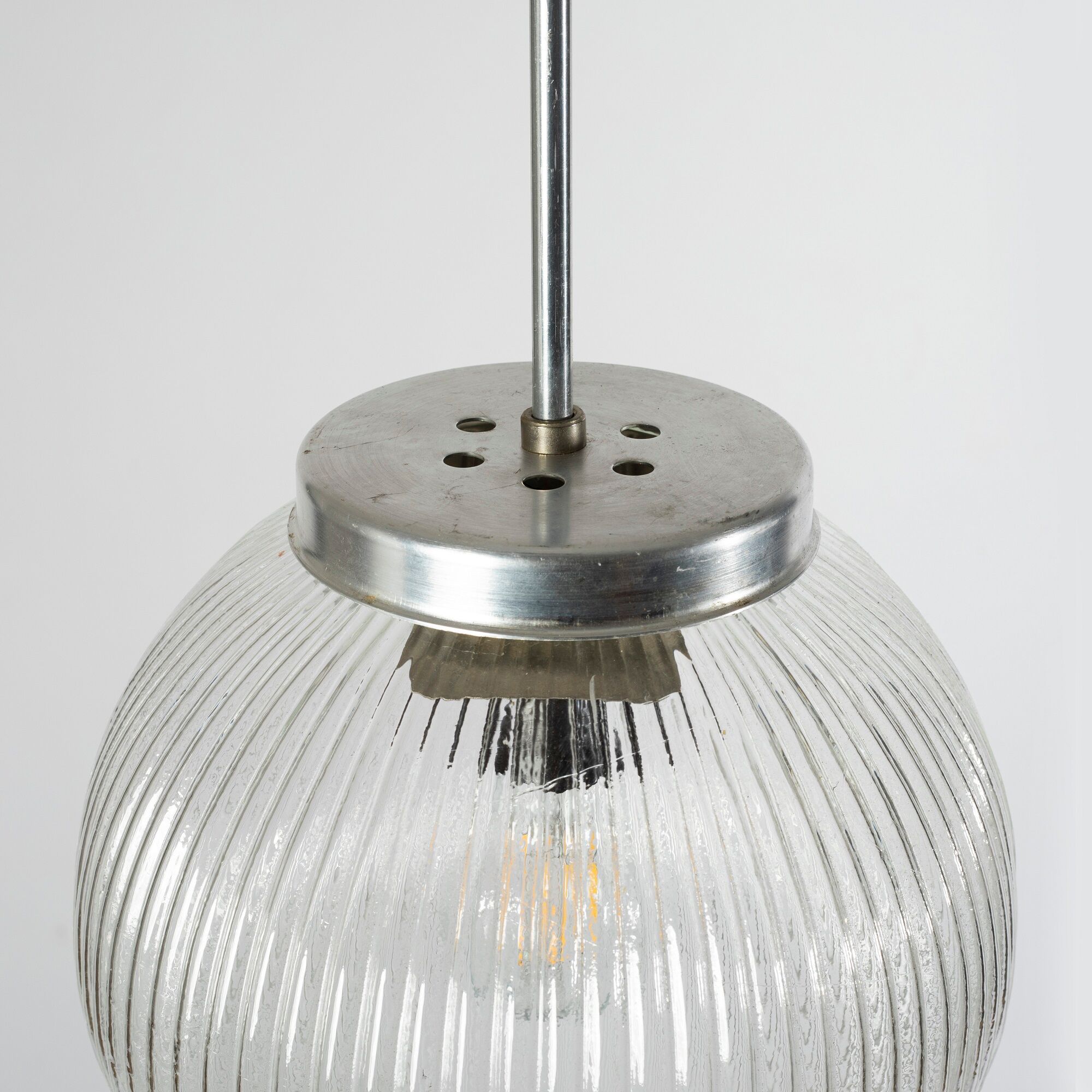 Suspension en verre clair nervuré, Tchécoslovaquie, années 1970