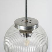 Ribbed clear glass pendant lamp, Czechoslovakia, 1970s