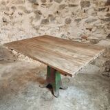 Antique solid oak table on cast iron base – France, 18th century