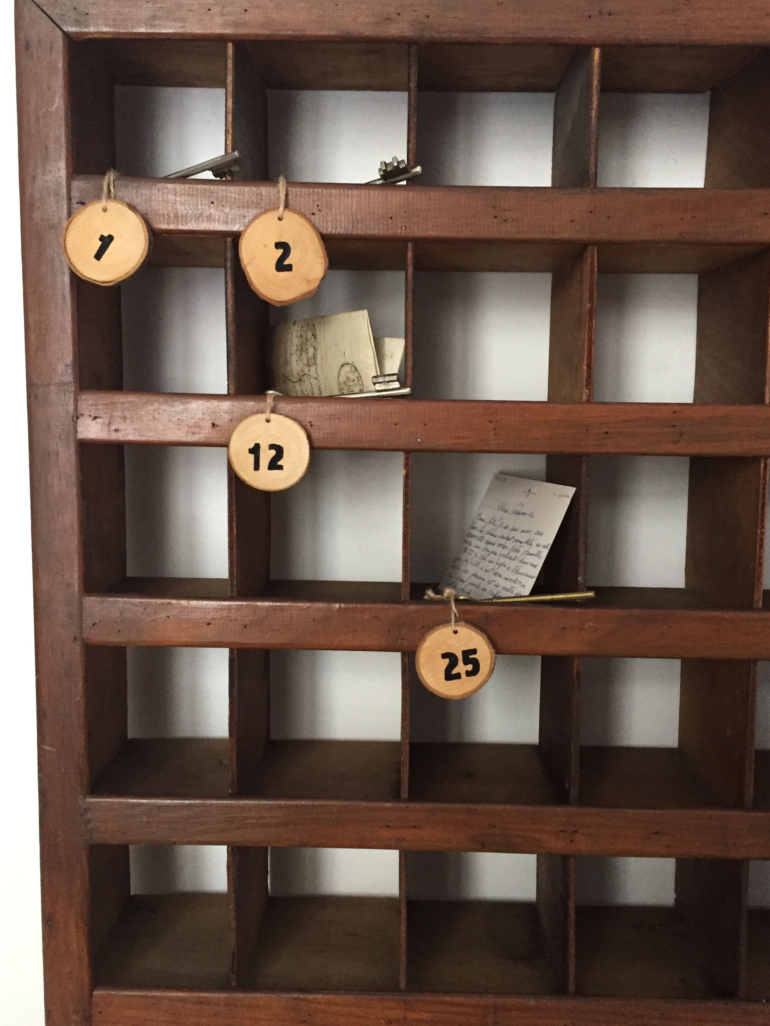 Old hotel furniture, key locker and couriers