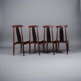 Set of 4 teak and leather dining chairs, Denmark 1960s