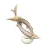 Vintage sculpture of two sturgeons in porcelain Hollóháza – Hungary