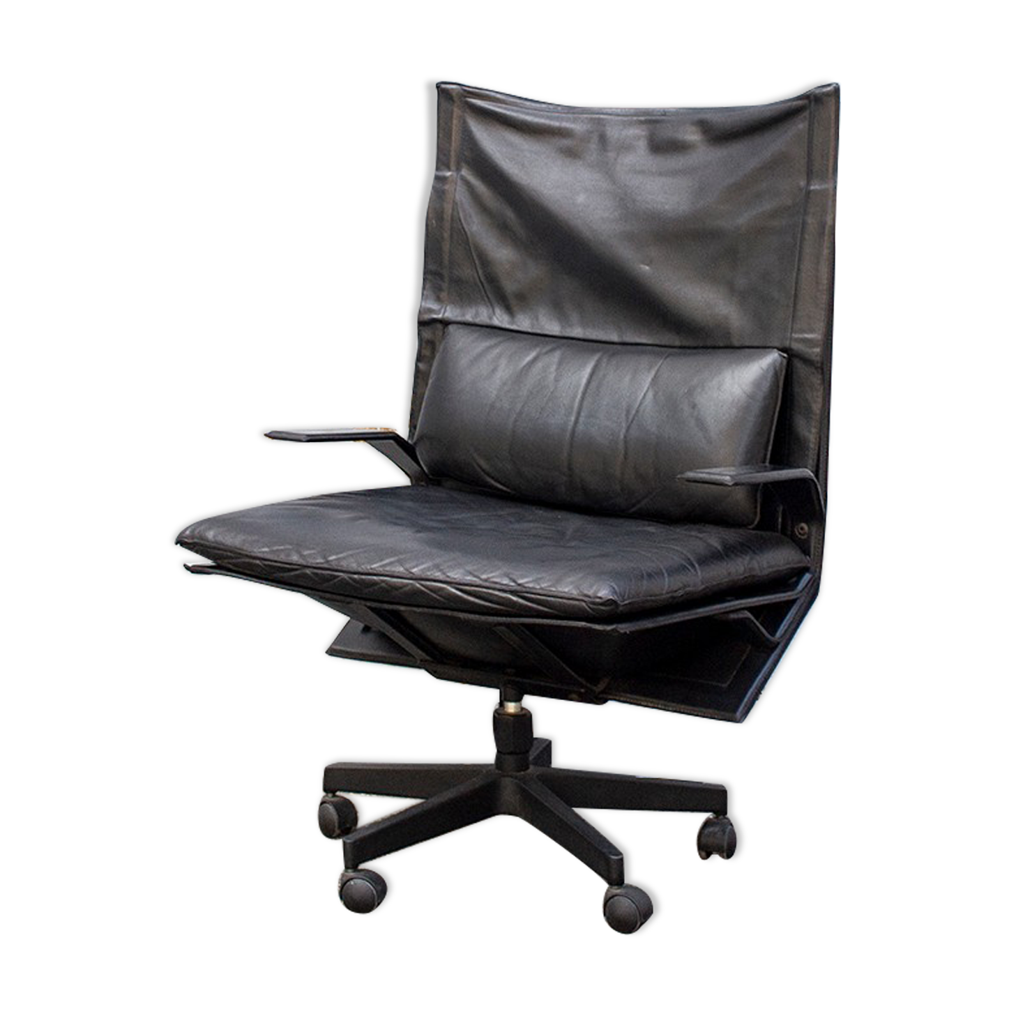 Leather desk armchair by Bernini Italia Anni '80