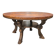 Table basse Mid-Century en bois massif et cuir cognac patiné