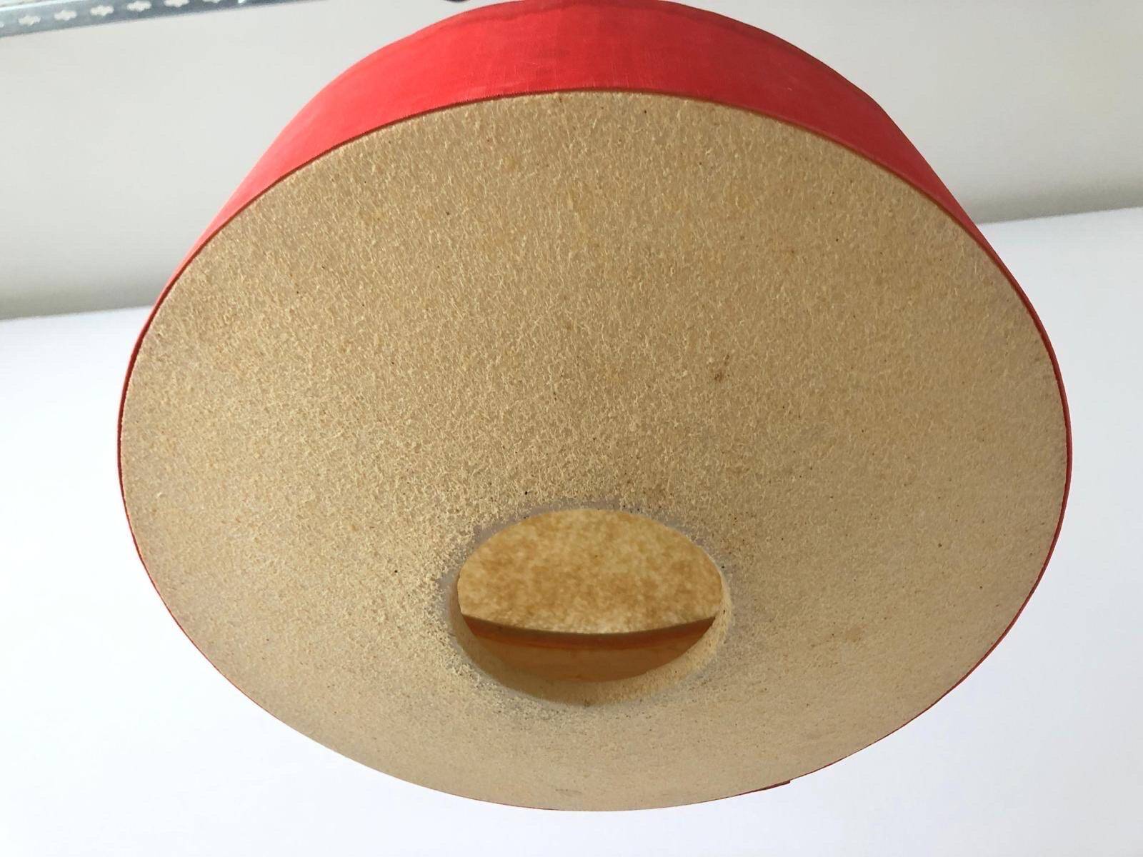 Red fabric ceiling light with textured plexiglass shade by Temde, 1960s, Germany.