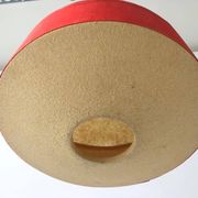 Red fabric ceiling light with textured plexiglass shade by Temde, 1960s, Germany.