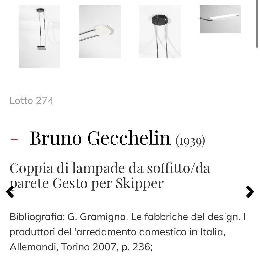 Pair of Design Wall Sconces "Gesto" , Bruno Gecchelin for Skipper, 1970s