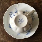 Cup and saucer Haviland Limoges blue and white porcelain