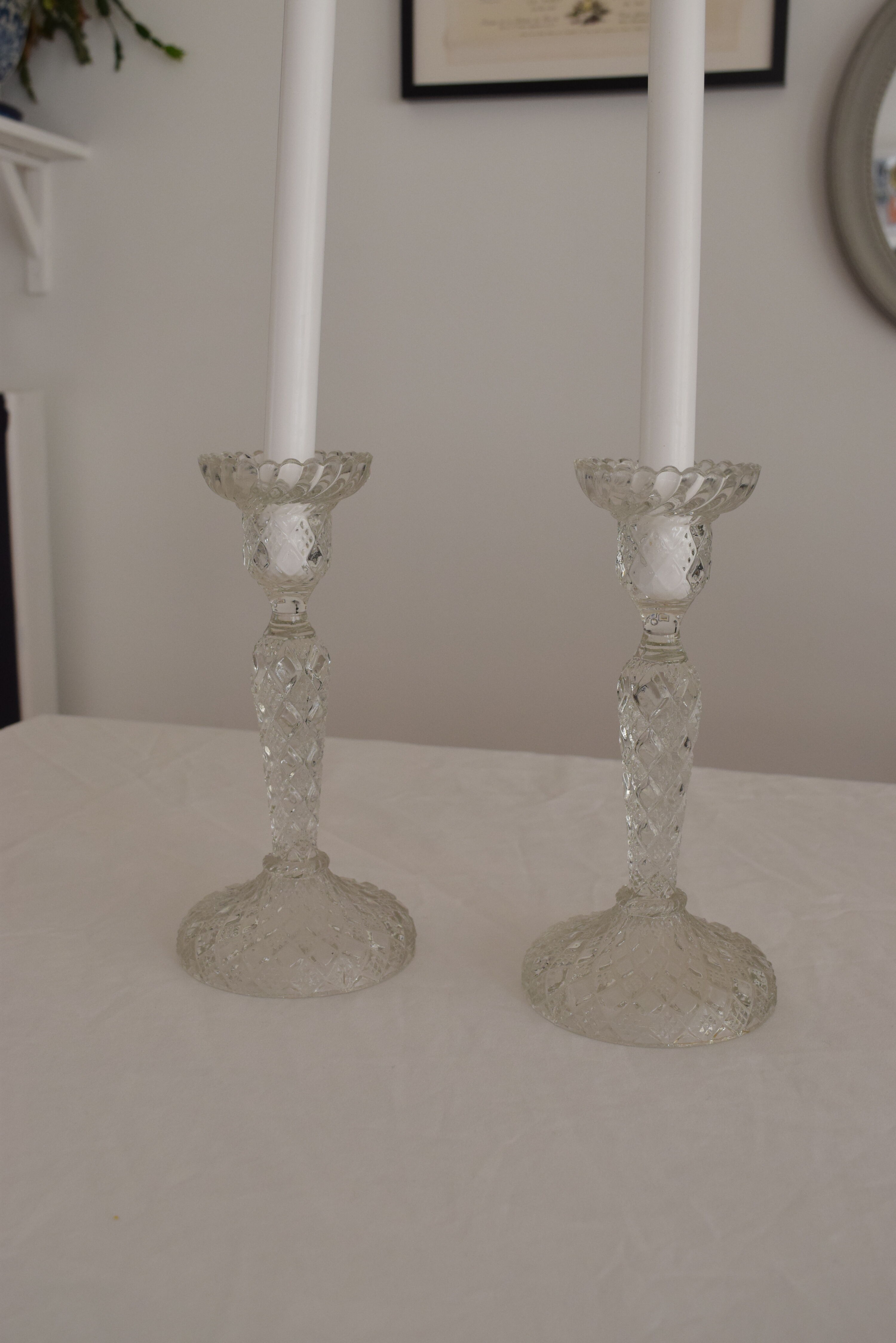 Duo of crystal candlesticks
