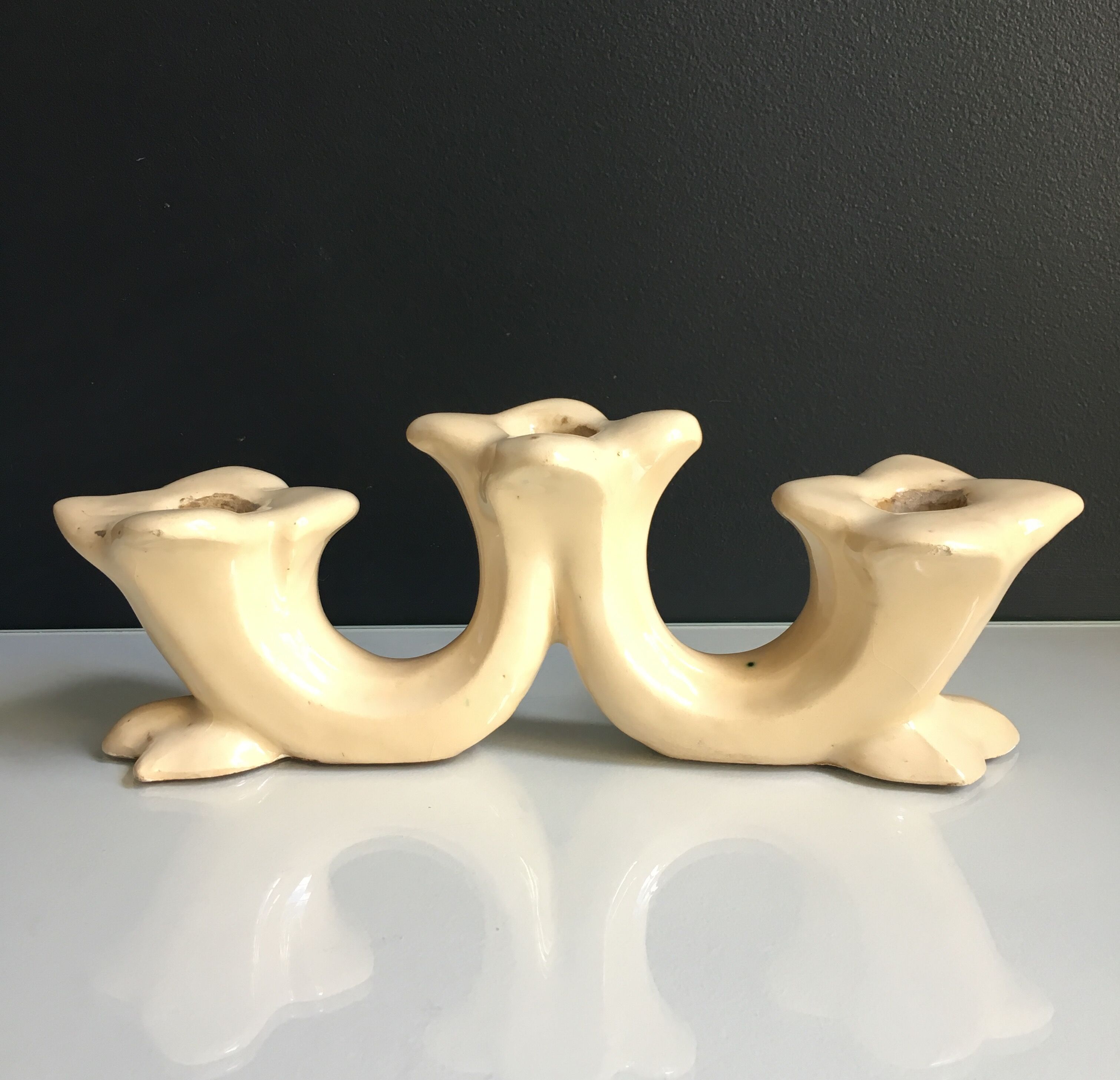 Pair of ceramic candlesticks, 40 years