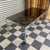 Chrome table and smoked glass