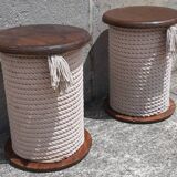 Pair of "bobbin" stools or end tables