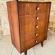 Commode haute vintage en chêne  à 5 tiroirs, circa 1950s