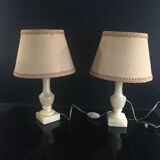 Pair of Vintage Alabaster Lamp with Lampshade
