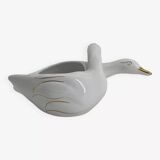 Vintage white and gold porcelain two swan planter