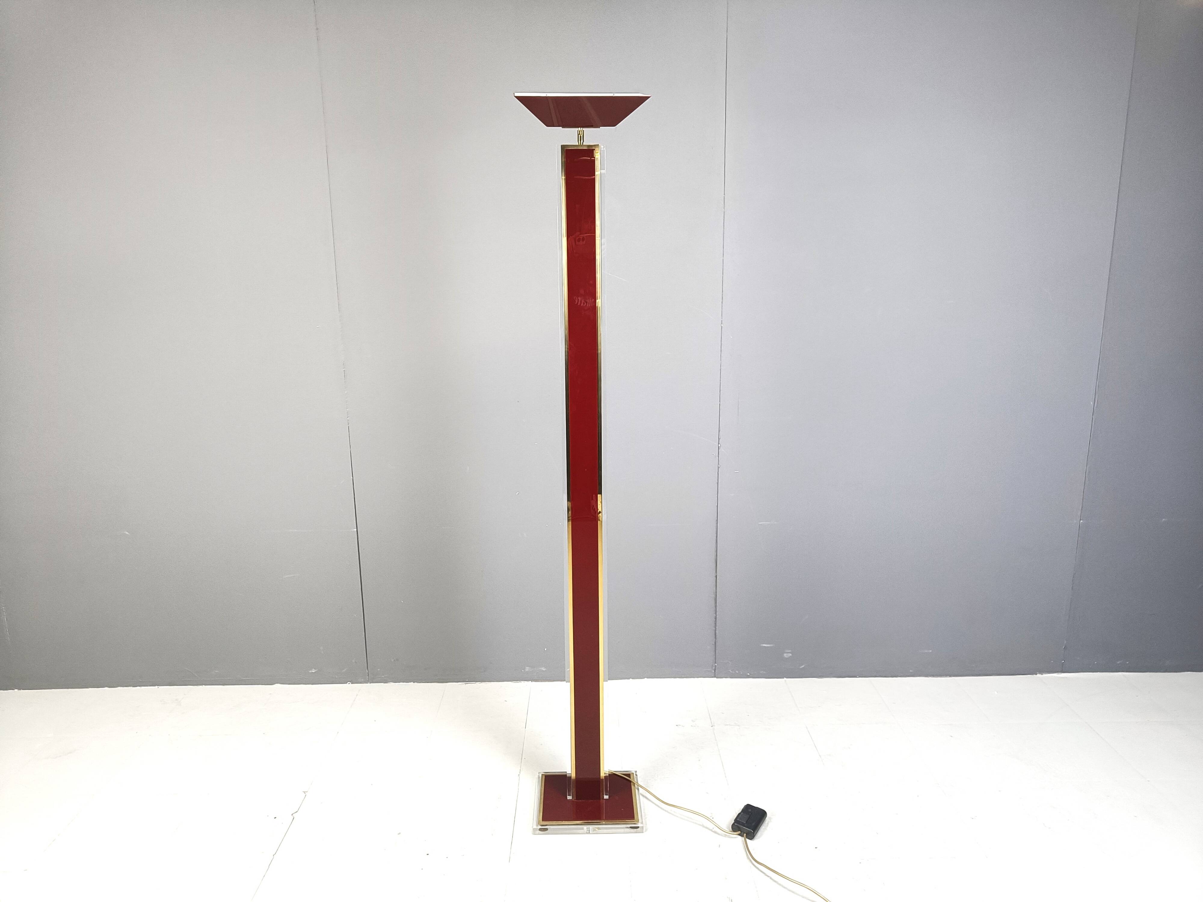 Vintage Brass and Lucite Floor Lamp, 1970s