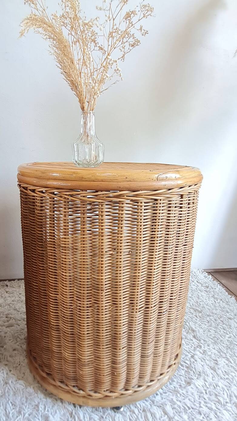 Pair of wicker bedside tables circa the 1970s.