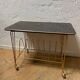 Vintage record storage coffee table on casters