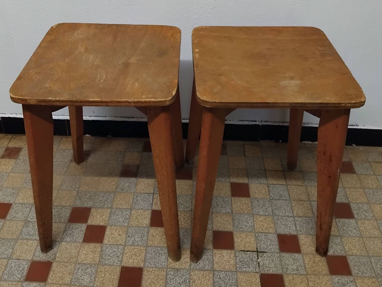 Pair of wooden stools