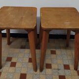 Paire de tabourets en bois