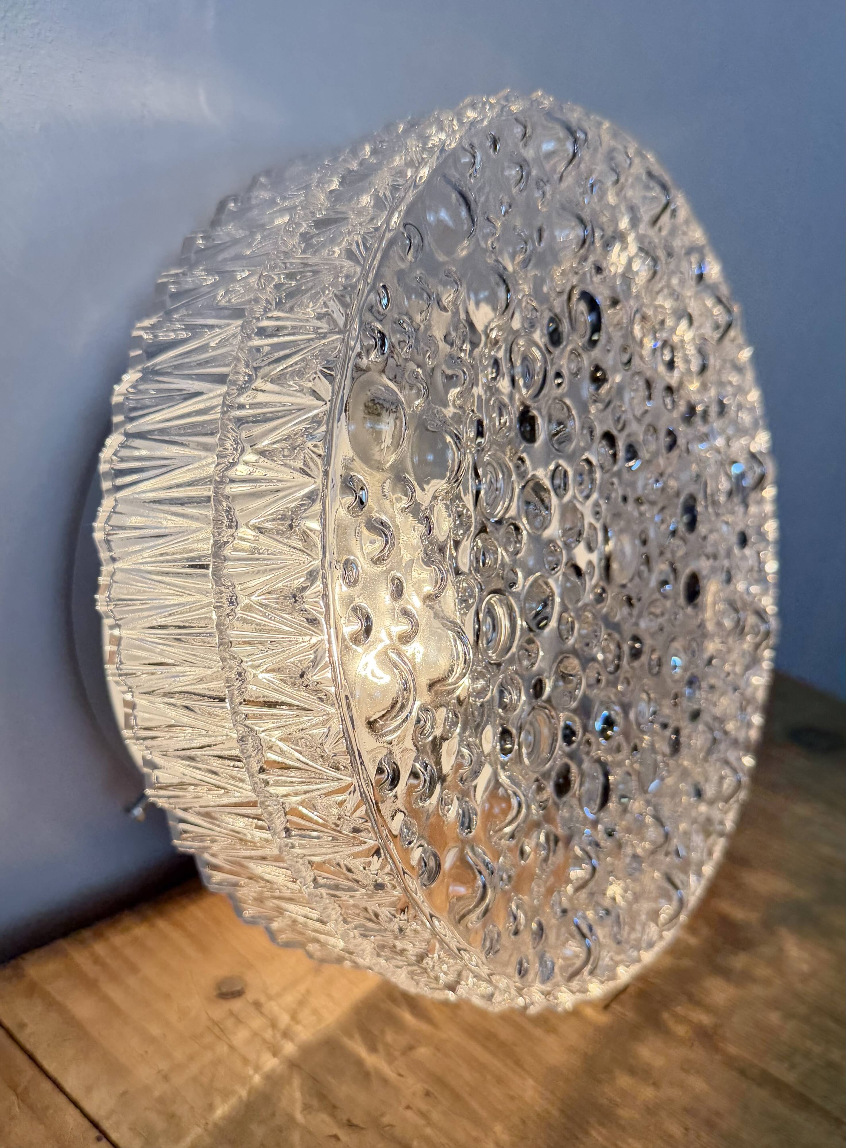 Vintage Glass Wall or Ceiling Light, 1970s