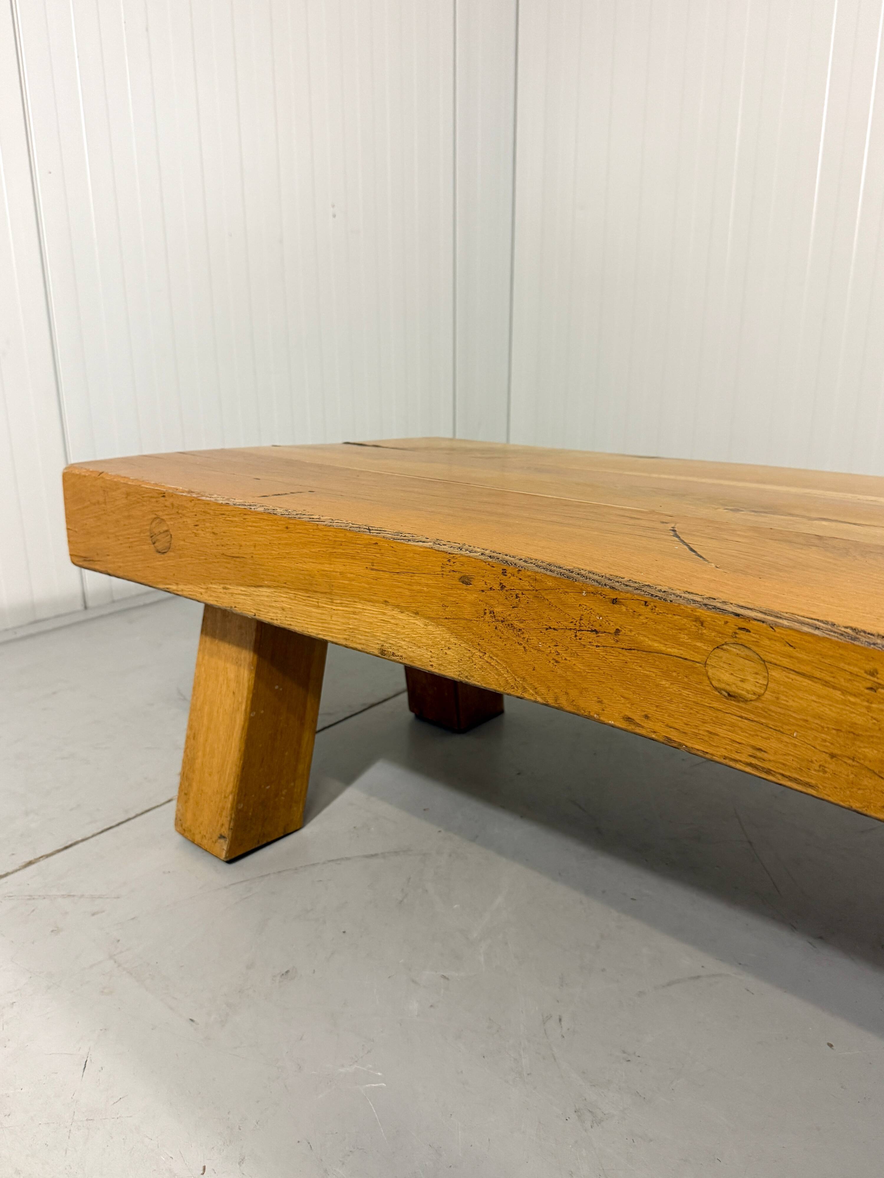 Brutalist sturdy hardwood coffee table 1960’s