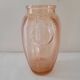 Salmon-colored Art Deco pressed glass vase