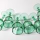 Set of 6 Vintage Green Wine Glasses / Stem Flutes / Crisal / Portugal 2000s