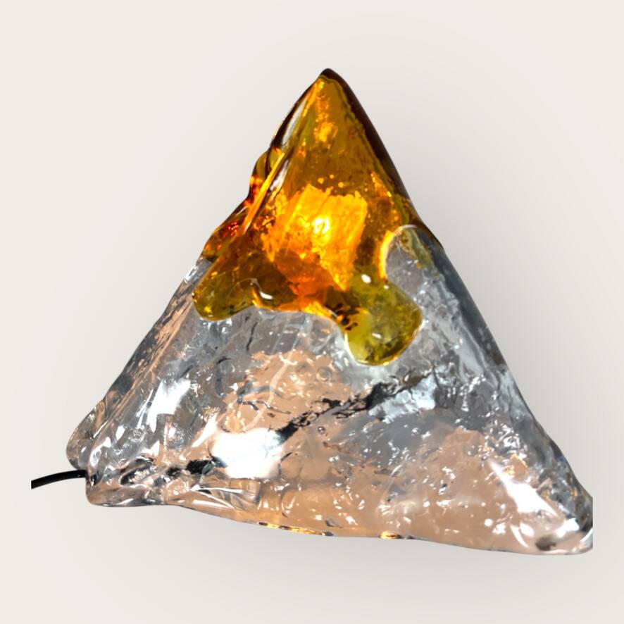 Mazzega Nason Murano orange pyramid lamp 1970 vintage Italy
